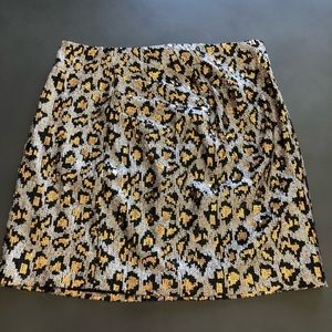 sequin leopard print skirt